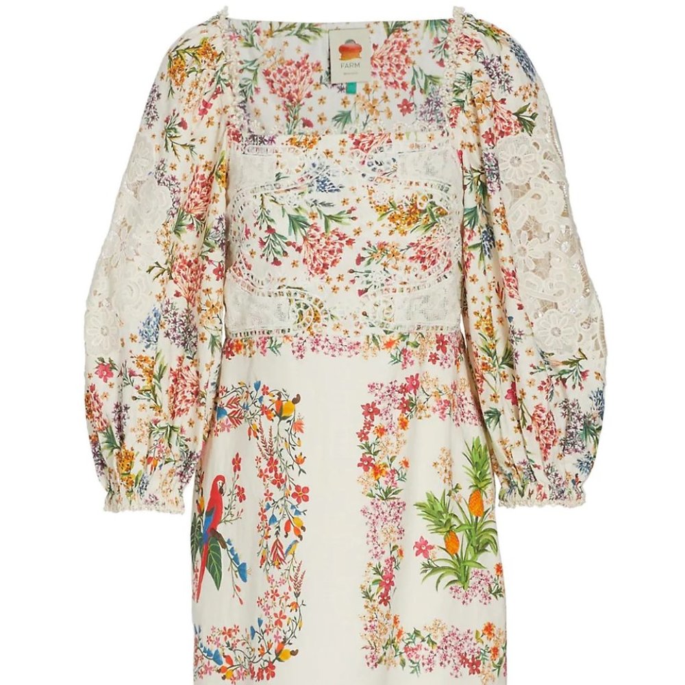 FARM Rio Delicate Forest Scarves Mini Dress in XS